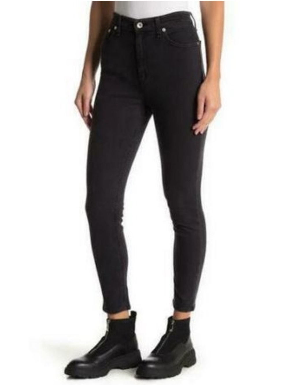 New Rag & Bone Nina High Rise Skinny Jeans Wythe Black NWT Denim Women’s Size 28